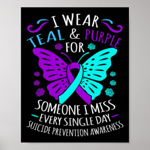 Draag Blauwgroen en Paarse Happy Suicide Bewusthei Poster