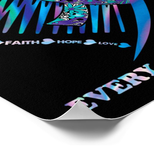 Draag Blauwgroen en Paarse hart zelfmoordpreventie Poster (Hoek)