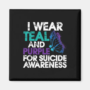 Draag Blauwgroen en Paarse ondersteuning zelfmoord Magneet