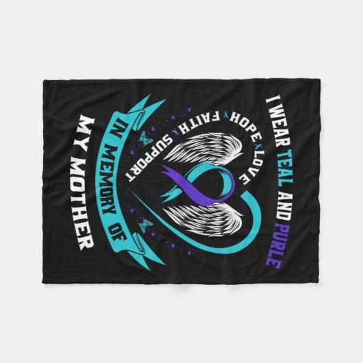 Draag Blauwgroen en Paarse voor mijn moeder zelfmo Fleece Deken (Voorkant (Horizontaal))