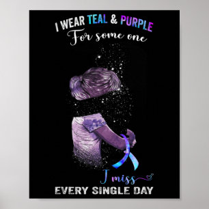 Draag Blauwgroen en Paarse voor zelfmoordpreventie Poster
