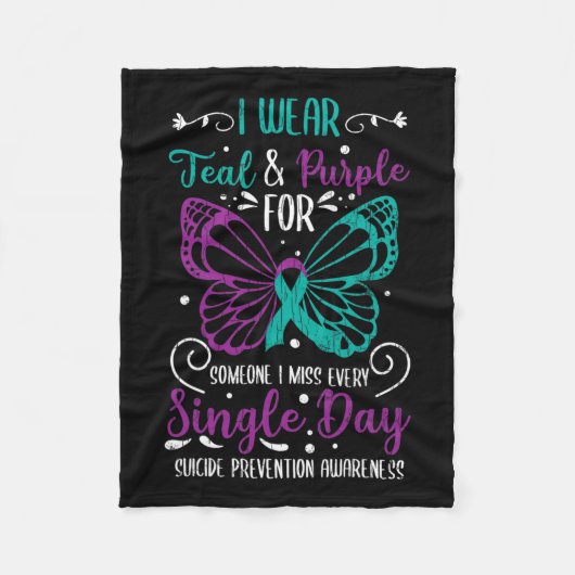 Draag Blauwgroen en Paarse zelfmoordpreventie Fleece Deken (Voorkant)