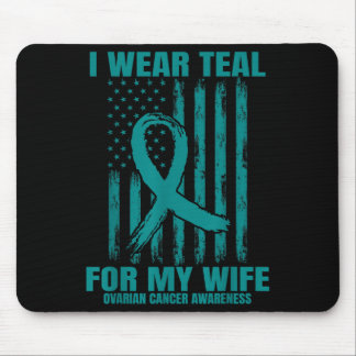 Draag Blauwgroen Lint Vrouw Ovarian Cancer Awarene Muismat
