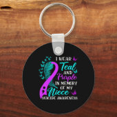 Draag Blauwgroen Paars ter nagedachtenis van mijn  Sleutelhanger (Voorkant)