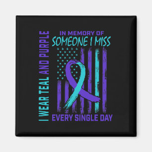 Draag Blauwgroen Paarse voor iemand die ik suicide Magneet