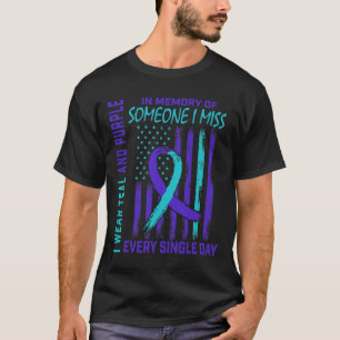 Draag Blauwgroen Paarse voor iemand die ik suicide T-shirt