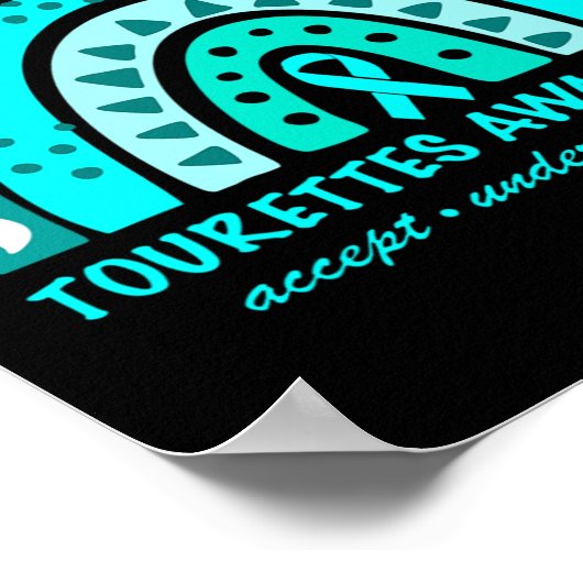 Draag Blauwgroen Tourette Syndrome Awareness Rainb Poster (Hoek)