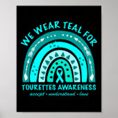 Draag Blauwgroen Tourette Syndrome Awareness Rainb Poster (Voorkant)