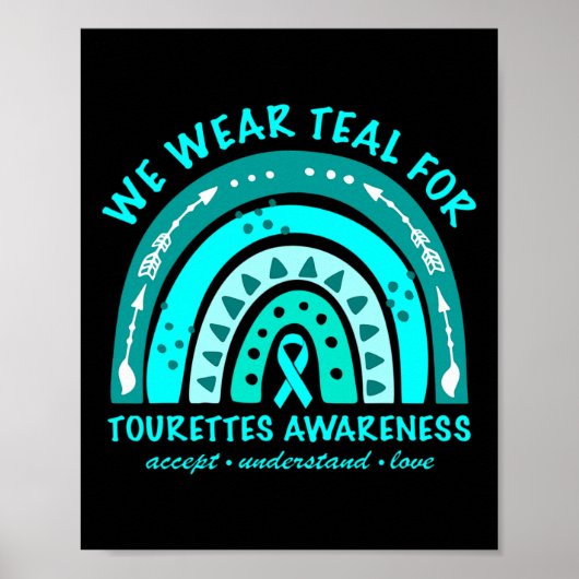 Draag Blauwgroen Tourette Syndrome Awareness Rainb Poster (Voorkant)