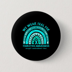 Draag Blauwgroen Tourette Syndrome Awareness Rainb Ronde Button 5,7 Cm