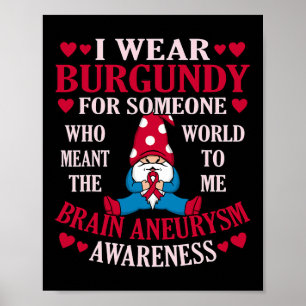 Draag Bourgondië voor iemand hersenaneurysma bewus Poster
