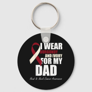 Draag Burgundy Ivory Voor Papa Mond- Kanker In Hoo Sleutelhanger