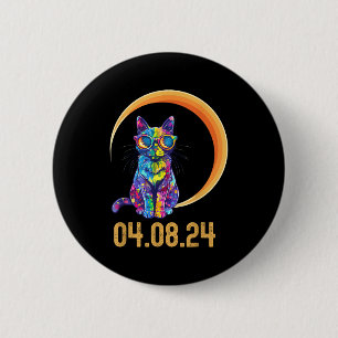 Draag Cat Bril Zonsverduistering Usa Ronde Button 5,7 Cm