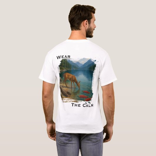 Draag De Rust – Herten bij het Meer T-shirt (Achterkant volledig)