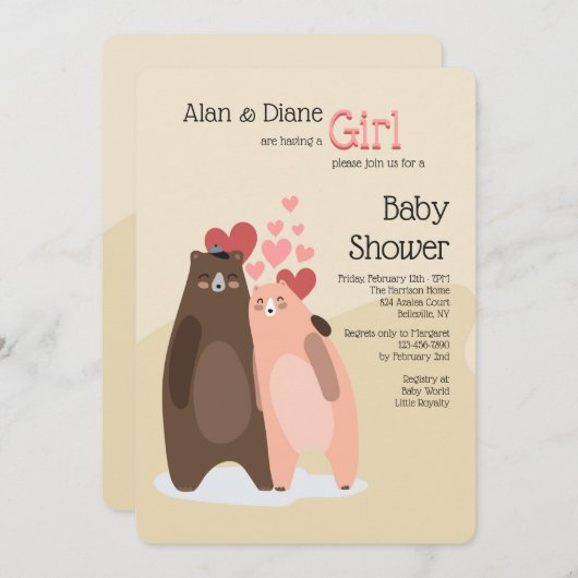 Draag de Uitnodiging van het Baby shower van het (Voorkant / Achterkant)