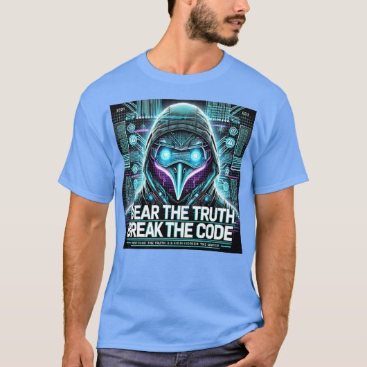 Draag de waarheid. Breek de code | Cyberpunk Pengu T-shirt (Voorkant)