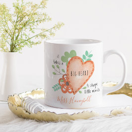 Draag een grote hartquote Doodle Oranje Persoonlij Koffiemok