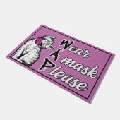 Draag een Masker alstublieft een masker, een roze Deurmat (Schuin)