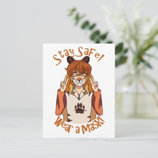 Draag een Masker! Briefkaart (Staand voorkant)