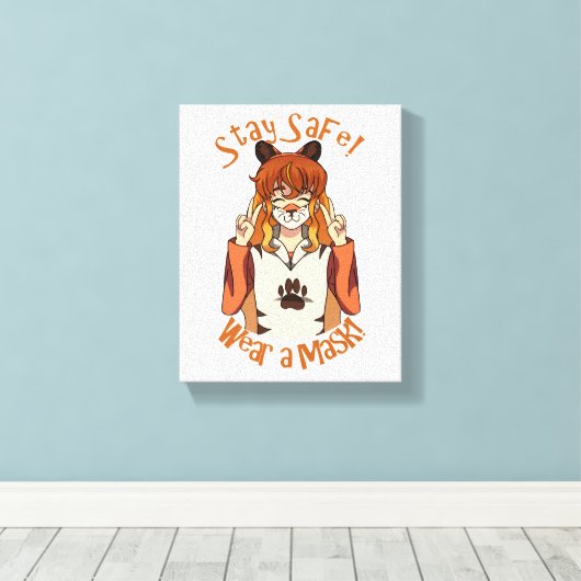 Draag een Masker! Canvas Afdruk (Insitu (Houten vloer))