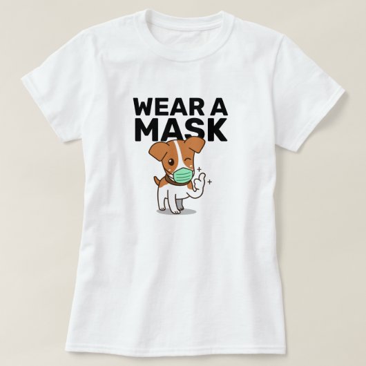 Draag een Masker Cute Dog T-Shirt (Design voorkant)