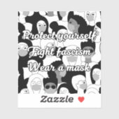 Draag een masker in zwart-witte stijl sticker (Vel)