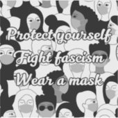 Draag een masker in zwart-witte stijl sticker (Voorkant)