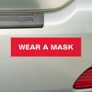 Draag een masker, rode witte minimalistische auto bumpersticker