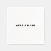 Draag een masker, zwart wit, minimalistisch papier servet (Voorkant)