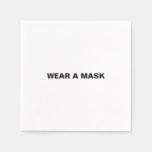 Draag een masker, zwart wit, minimalistisch papier servet