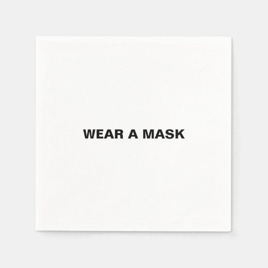 Draag een masker, zwart wit, minimalistisch papier servet (Voorkant)