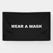 Draag een masker, zwarte witte minimalist spandoek (Horizontaal)