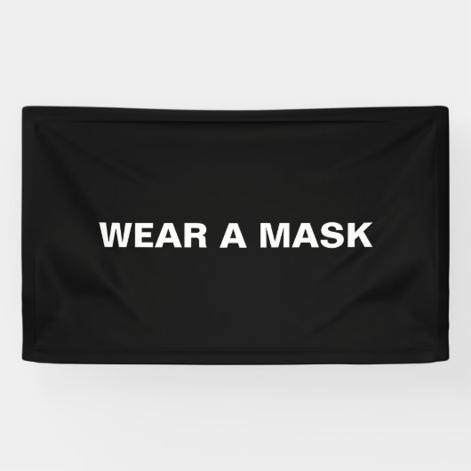 Draag een masker, zwarte witte minimalist spandoek (Horizontaal)