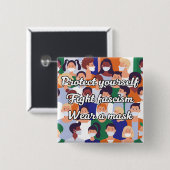 Draag een maskerheldere stijl vierkante button 5,1 cm (Voorkant /achterkant)