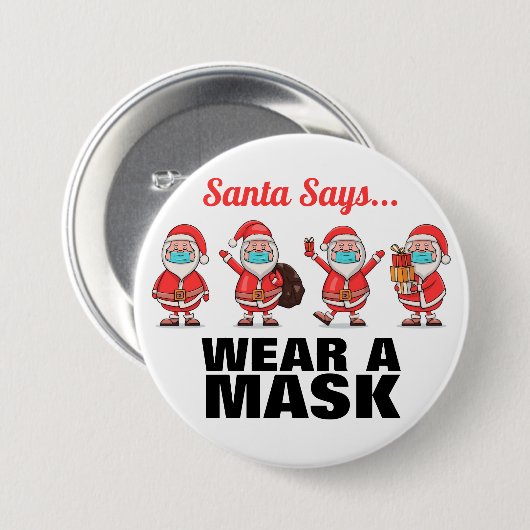 Draag een MaskerkerstButton voor de kerstman Ronde Button 7,6 Cm (Voorkant /achterkant)