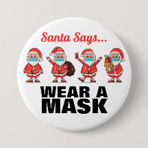 Draag een MaskerkerstButton voor de kerstman