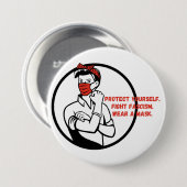 Draag een maskerriveter stijl ronde button 7,6 cm (Voorkant /achterkant)