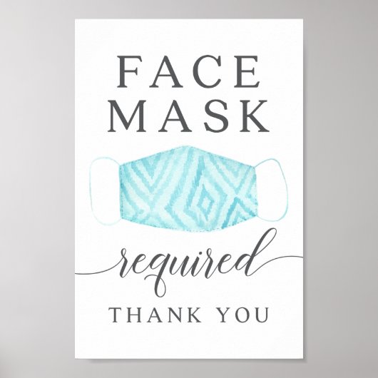 Draag een Maskerteken - Vereist Masker - Blauw Mas Poster (Voorkant)