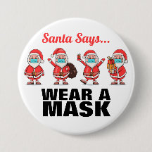 Draag Een Mondmasker Kerstman Kerst Knop