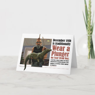 Draag een plunjer op uw hoofddagkaart feestdagen kaart