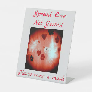 Draag een Rode Tortelduifjes Masker Reclamebord Met Voetstuk