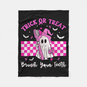 Draag een roze trick-or-treat-tandborstel gebit ta fleece deken