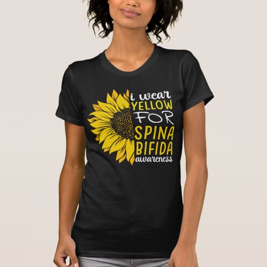 Draag geel voor Spina Bifida Survivor Zonnebloem T-shirt (Voorkant)