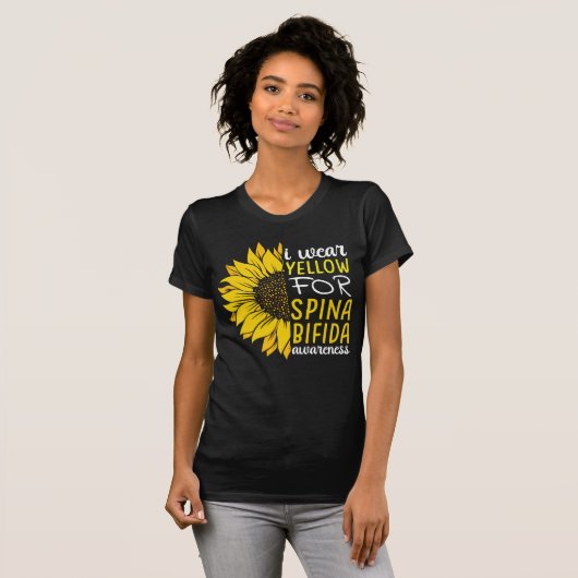 Draag geel voor Spina Bifida Survivor Zonnebloem T-shirt (Voorkant volledig)