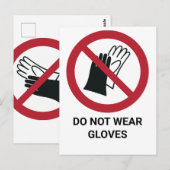 Draag geen handschoenen, verbodsbord briefkaart (Voorkant / Achterkant)
