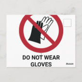 Draag geen handschoenen, verbodsbord briefkaart (Achterkant)