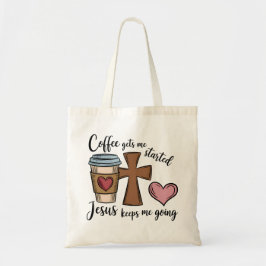Draag geloof en cafeïne: koffie en jezus Canvas ta Tote Bag