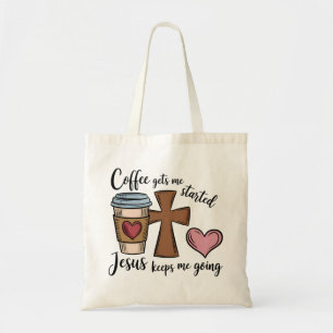 Draag geloof en cafeïne: koffie en jezus Canvas ta Tote Bag