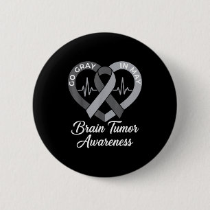 Draag grijs in mei sterke krijger kanker hersentum ronde button 5,7 cm