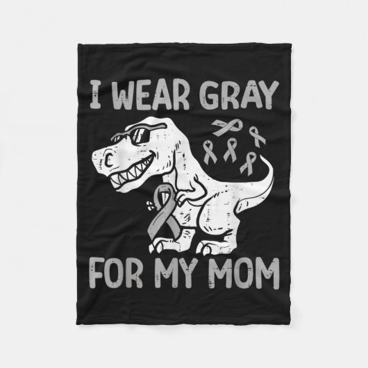 Draag Grijs Voor Moeder Dinosaur Brain Kanker Bewu Fleece Deken (Voorkant)
